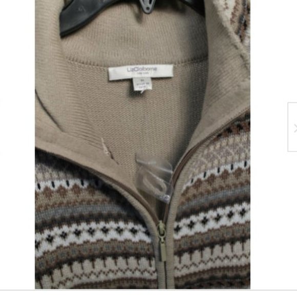 Liz Claiborne NWOT brown tan zip nordic vest M - Picture 3 of 3